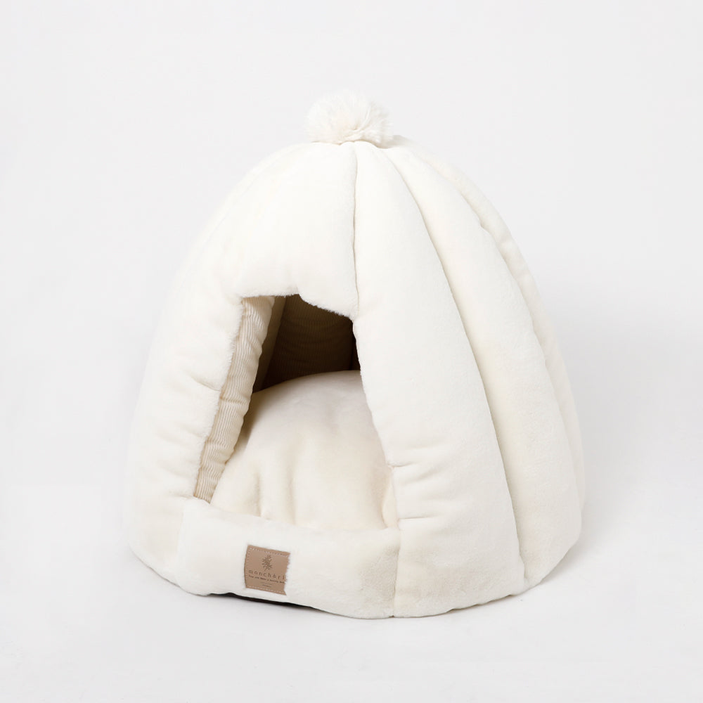 MONCHERI｜半封閉毛絨圓頂寵物屋＋軟墊－官方產品圖片1